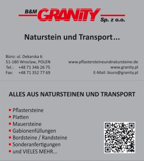 Visitenkarte - Firma B&M Granity